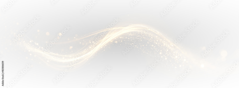 Obraz premium Golden swirling brush strokes with glittering ornamental patterns, elegant hand-drawn calligraphy, festive metallic elements, and luxury abstract curves for Christmas or holiday invitations png.