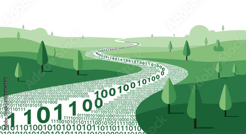 Digital Road of Binary Code Leading to Future, Generative AI.