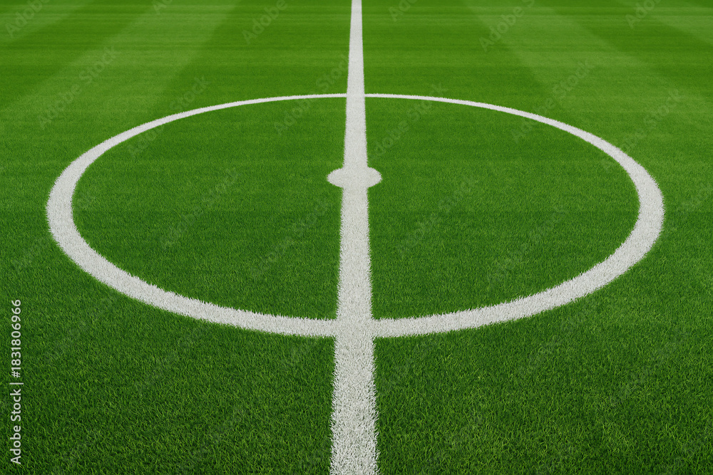Obraz premium Soccer field center circle and midpoint