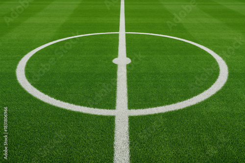 Soccer field center circle and midpoint
