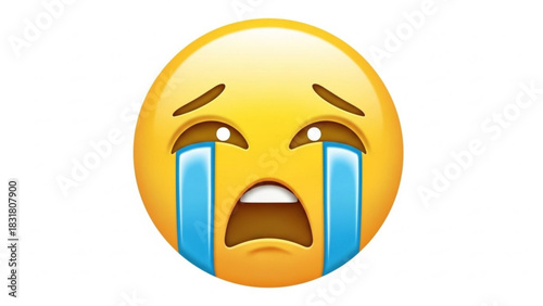 Crying face emoji sad tears feeling upset disappointed emoticon expression graphic vector illustration
