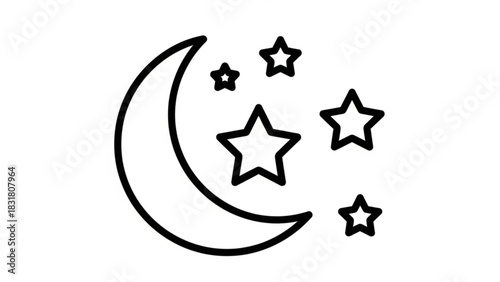 Moon and stars vector graphic night sky celestial crescent astronomy illustration 100 character