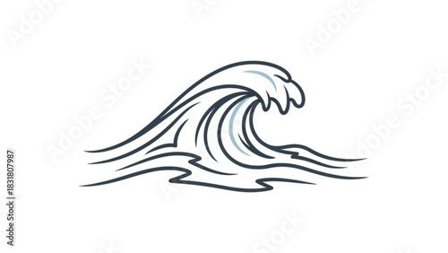 Ocean wave vector illustration, sea wave clip art, ocean graphic design element for logo and decoration