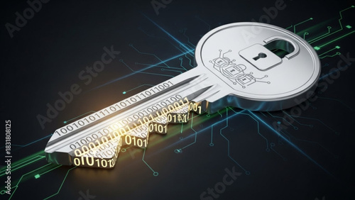 Cybersecurity key digital security encryption data protection access control information technology safe 100101