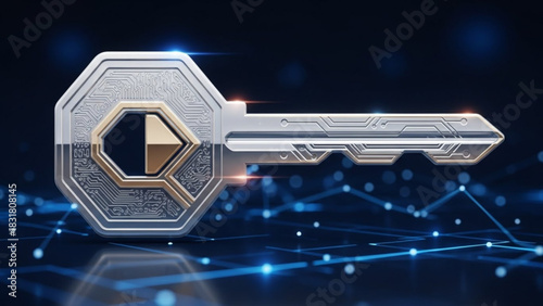 Digital security key cyber technology protection access encryption data safety and network concept design
