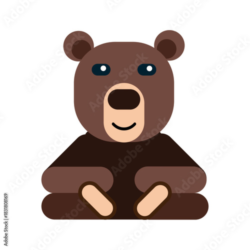 Cartoon bear vector illustration. Cute bear character in basic shapes. Geometric children's  illustration.