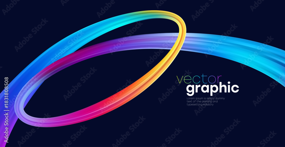 Naklejka premium Vibrant Color Swirl; Abstract Curve and Loop Ribbons For Branding. Modern Design, vector illustration background