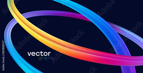 Bold Colorful Rings Create Modern Abstract Motion. Vibrant Gradient Loops Inspire Creative Design For Digital Projects. This Graphic Inspires Focus And Energy With Vector Illustration Background