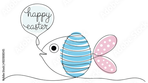 Minimalist single line sketch of a fish elegant abstract aquatic animal illustration