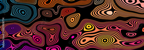 Abstract Wavy Shapes Create Color Flow For Design. Neon Gradients And Curved ...
