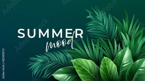 Summer Mood Leaves Come Alive. Tropical Foliage Sets Calm Tone. Gallery Ready: vector illustration background