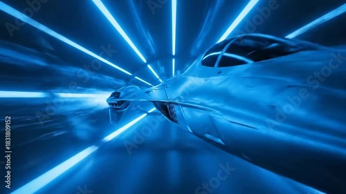 Wallpaper Mural High Speed Journey in a Futuristic Blue Laser Corridor. Torontodigital.ca