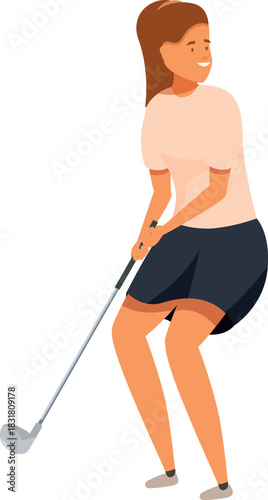 Professional golfer concentrating on putting the ball on the green during a golf tournament