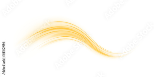 Twisting yellow neon streaks flow diagonally on a PNG. Vector curved lines highlight glowing motion trails. Bright light ribbons and dynamic streaks show speed and flowing energy.
