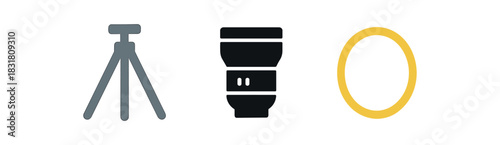 minimal icons tripod colored gray lens colored black filter icon colored