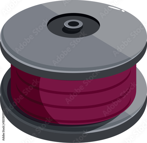 Red filament on a spool, ready for 3d printing using fdm technology