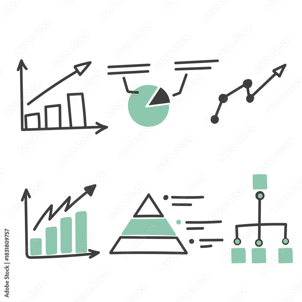 Obraz premium hand drawn chart graph business data set collection