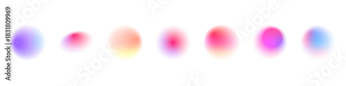 Abstract neon gradient circles with smooth blur effects. Colorful mesh shapes float on transparent background. Perfect circle PNG for modern designs.