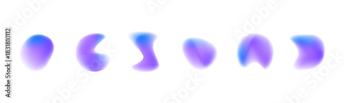 Smooth colorful gradient blobs floating over a transparent background, vector illustration. Soft holographic light reflects on each shape. PNG included for graphic design.