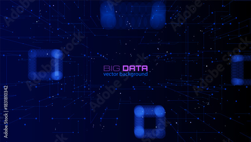 Glowing data particles dynamically assemble a 3d cube abstract digital vector background. Perfect for AI concepts, big data visualization, technology presentations for websites and corporate media
