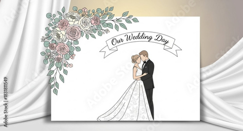 wedding invitation card with bride