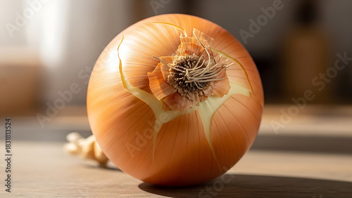 onion on a wooden table