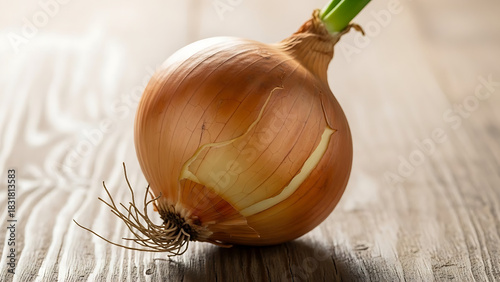onions on a wooden background