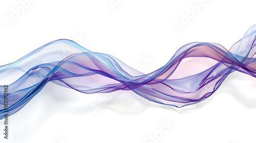 Wavy translucent fabric flowing in shades of blue and purple