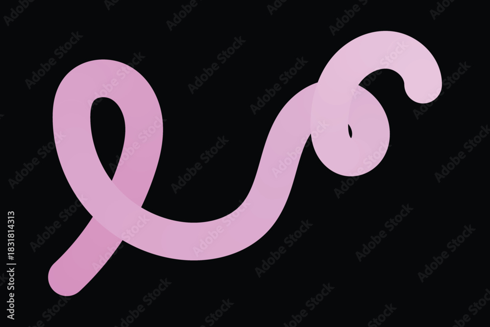 Fototapeta premium Flowing pink gradient ribbon twisting smoothly across a dark background