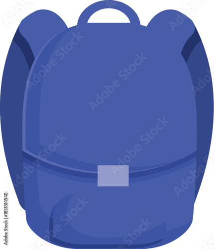 Closed blue backpack isolated on white background, ready for school or travel