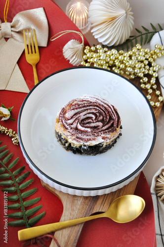 Top view of Banoffee Pie on White Plate