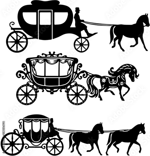 horse and carriage silhouettes