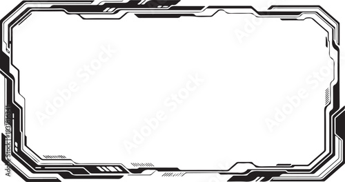 Futuristic technology frame border with geometric lines for digital display hud ui