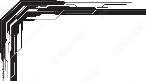 Abstract black futuristic technology border design, digital circuit style frame element