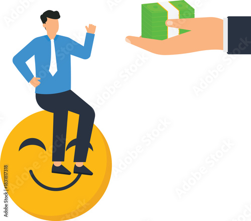 Happy businessman receiving money cash bonus for financial success salary payment investment return corporate profit employee satisfaction wealth concept financial reward business deal