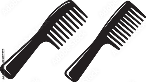 Two black hair combs silhouette