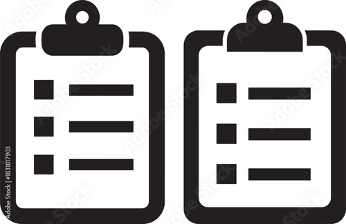 Two clipboard lists silhouette