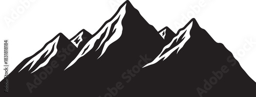 Majestic mountain range silhouette against a white background design