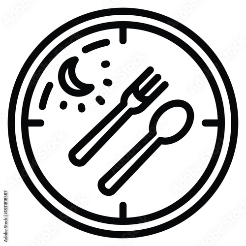 Supper Time Icon Line Vector Illustration