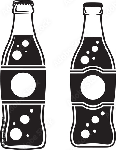 Two vintage soda bottles silhouette