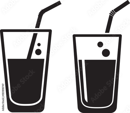 Two glasses of refreshing drinks silhouette