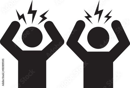 Two people experiencing stress silhouette