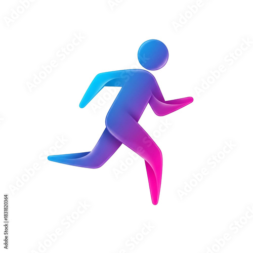 dynamic gradient runner icon representing motion and energy in abstract vector design