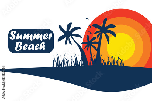Summer beach logo design vector,EPS10