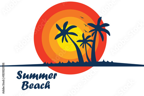 Summer beach logo design vector,EPS10