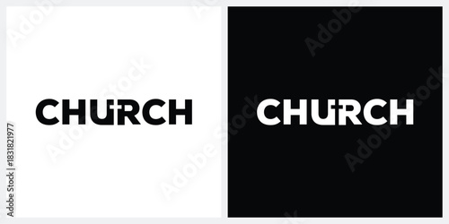 typography text church logo design, word mark church vector template
