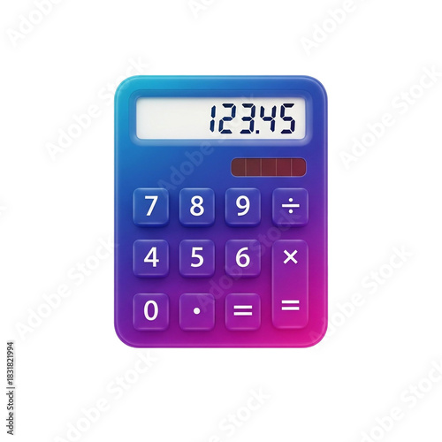 A colorful calculator with a display showing the number 123.45, perfect for calculations.