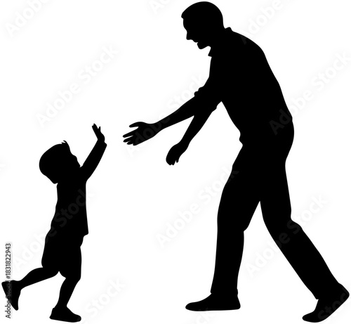 Child Running to Adult – Family Bond Silhouette