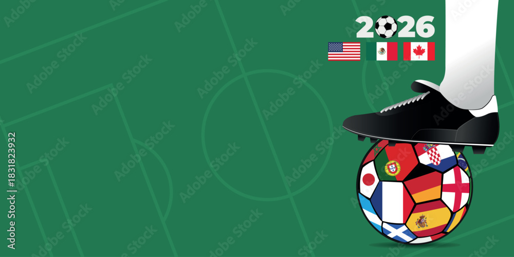 Fototapeta premium 2026 football Cup with Nations qualified