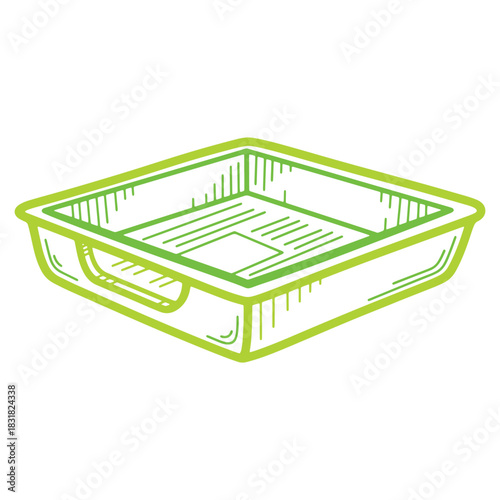 Green plastic tray illustrated for product display and organization solutions showcasing a fresh and sustainable container design for various applications